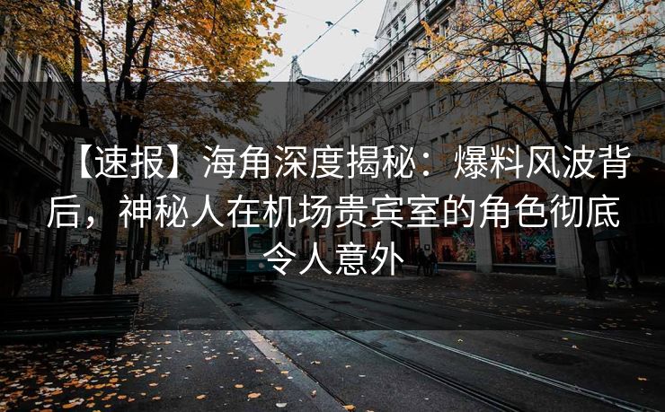 【速报】海角深度揭秘：爆料风波背后，神秘人在机场贵宾室的角色彻底令人意外