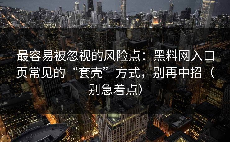最容易被忽视的风险点：黑料网入口页常见的“套壳”方式，别再中招（别急着点）