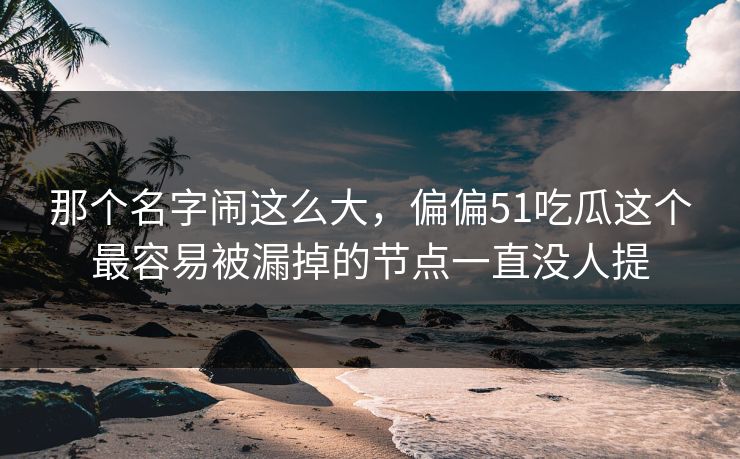那个名字闹这么大，偏偏51吃瓜这个最容易被漏掉的节点一直没人提